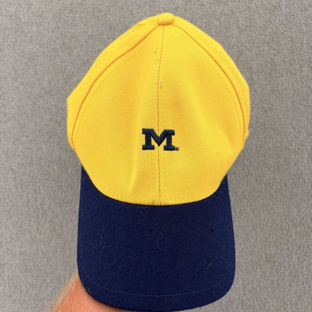 Vintage Michigan Wolverines Nike Yellow Strapback Hat Logo NCAA 90s